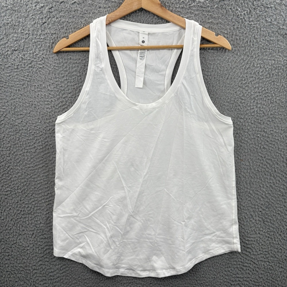 Lululemon Love Tank Top Women 10 White Pima Cotton Racerback Athletic